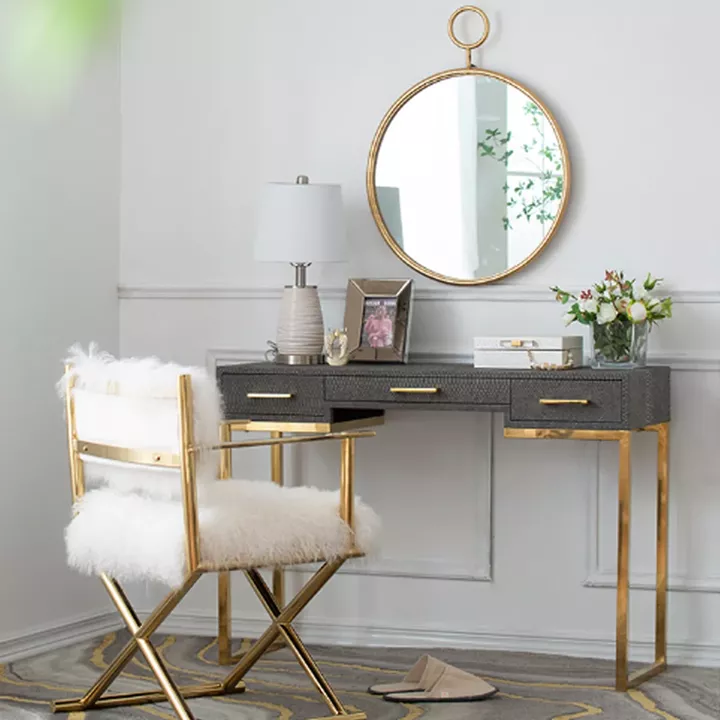 Artekko Mirror Χρυσός Μεταλλικός Καθρέπτης Τοίχου (57x4.5x72)cm