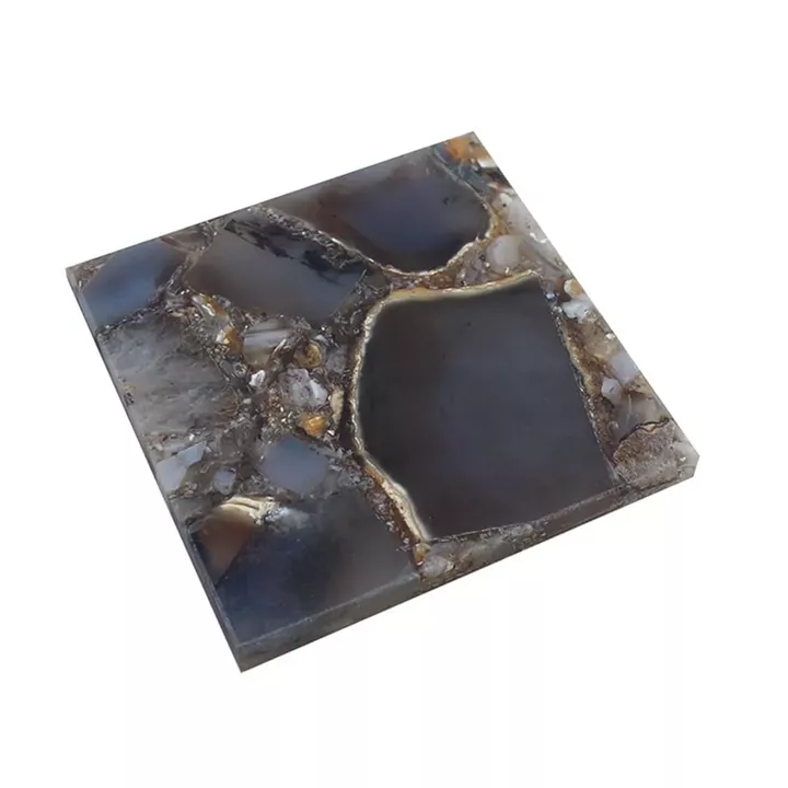 Artekko Agate Σουβέρ από Μαύρο Αχάτη (10x10x1.1)cm 4pcs