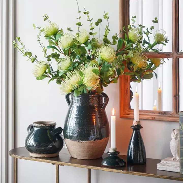 Artekko Antique Πράσινο Κηροπήγιο από Τερακότα (12x12x8)cm