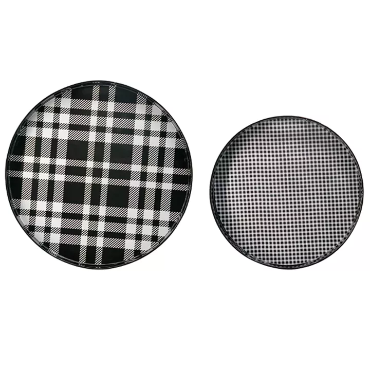 Artekko Tray Ασπρόμαυροι Πλαστικοί Δίσκοι Σερβιρίσματος (46x46x4)cm 2pcs