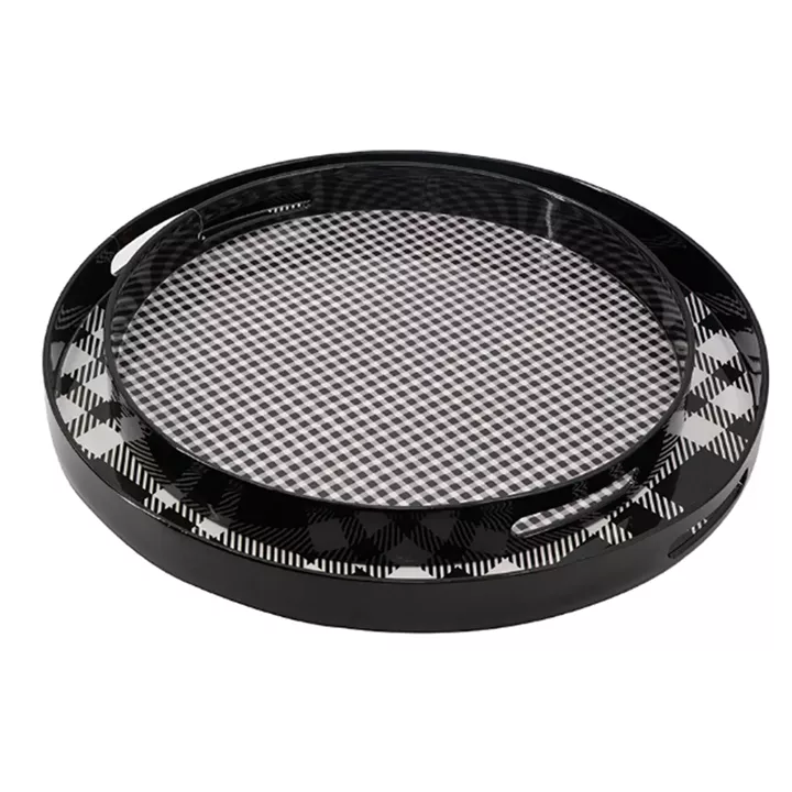 Artekko Tray Ασπρόμαυροι Πλαστικοί Δίσκοι Σερβιρίσματος (46x46x4)cm 2pcs