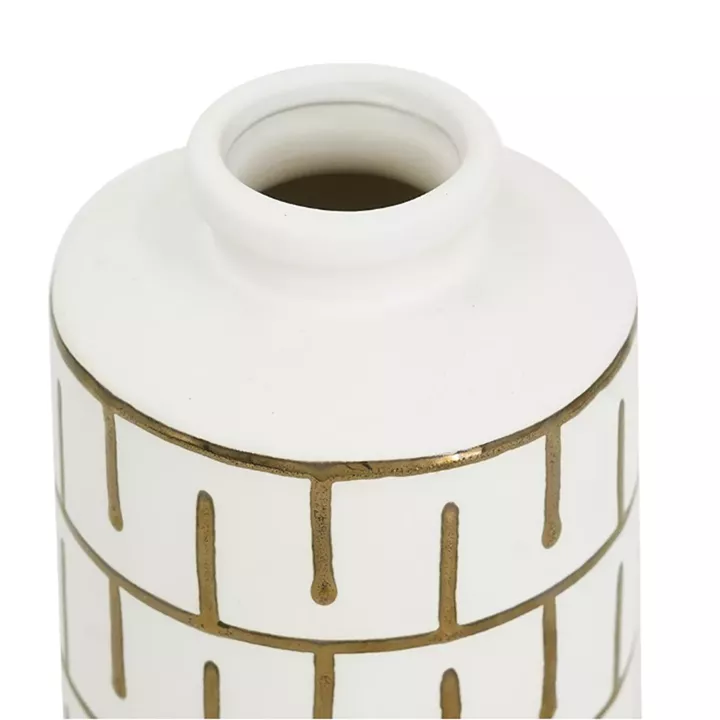 Artekko Chic Διακοσμητικό Βάζο Κεραμικό Λευκό/Χρυσό (14x14x21.5)cm