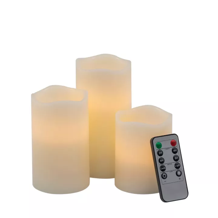 Artekko Flame Μπεζ Κεριά Led με Τηλεχειριστήριο (7.6x7.6x15.2)cm 3pcs