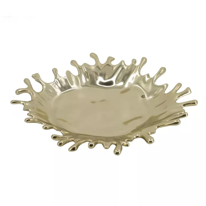 Artekko Splash Χρυσή Μεταλλική Διακοσμητική Πιατέλα (45x41x6)cm