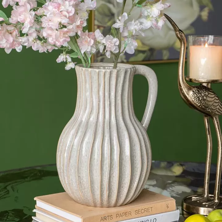 Artekko Akali Μπεζ Κεραμικό Διακοσμητικό Βάζο (23.5x20.5x30.5)cm