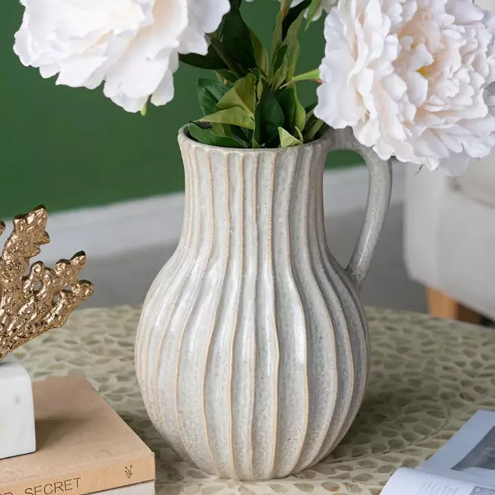 Artekko Akali Μπεζ Κεραμικό Διακοσμητικό Βάζο (23.5x20.5x30.5)cm