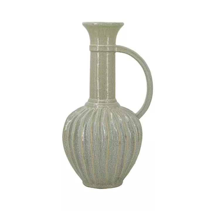 Artekko Akali Μπεζ Κεραμικό Διακοσμητικό Βάζο Δοχείο (27x23.5x48)cm