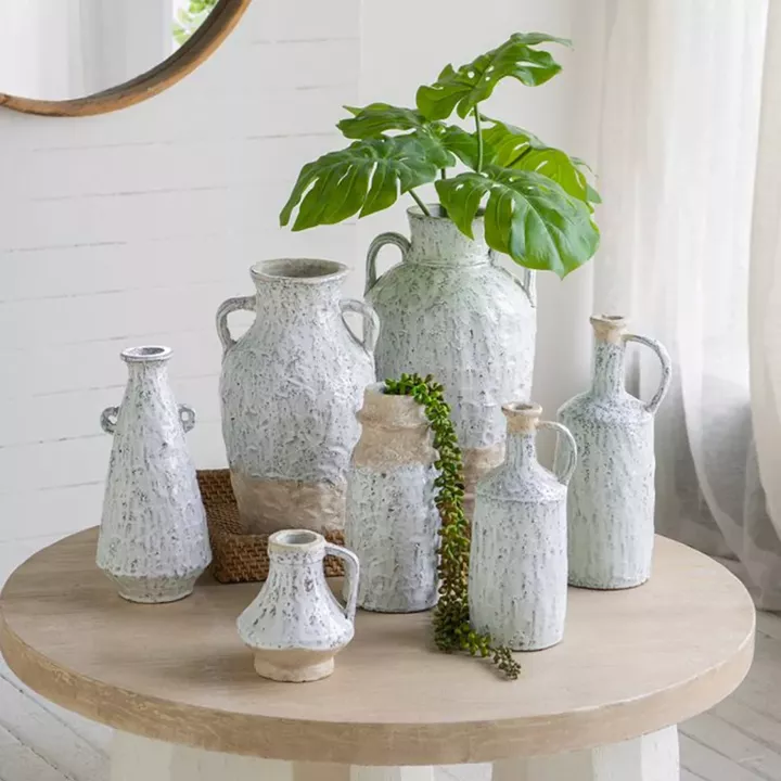 Artekko Bard Λευκό Διακοσμητικό Βάζο από Τερακότα (14.5x14.5x30)cm