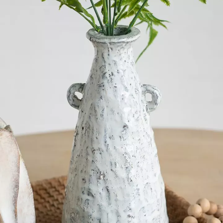 Artekko Bard Λευκό Διακοσμητικό Βάζο από Τερακότα (14.5x14.5x30)cm