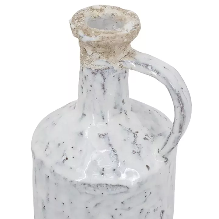 Artekko Bard Λευκό Διακοσμητικό Βάζο από Τερακότα με Μπεζ Λεπτομέρειες (12.5x11.5x28)cm