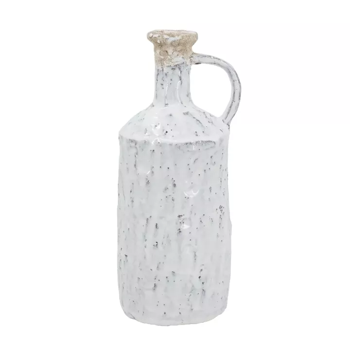 Artekko Bard Λευκό Διακοσμητικό Βάζο από Τερακότα με Μπεζ Λεπτομέρειες (12.5x11.5x28)cm