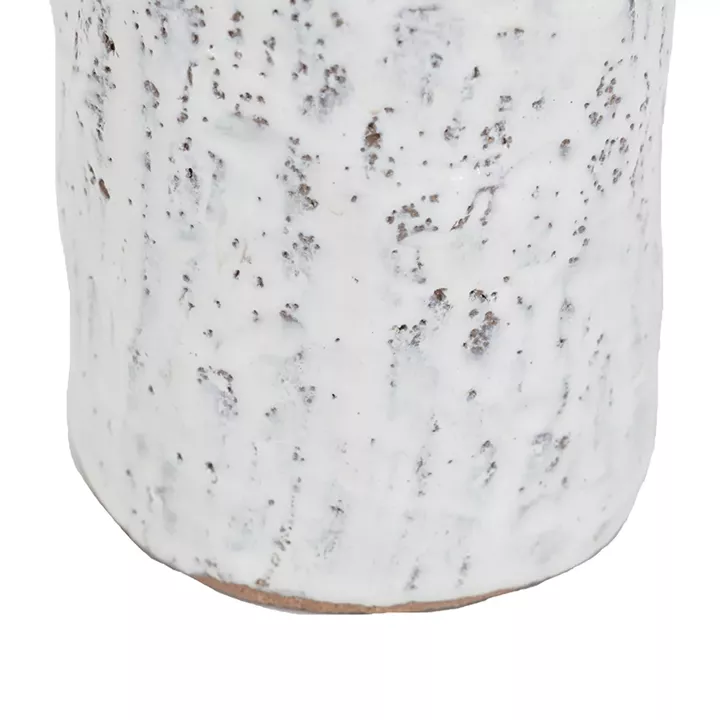 Artekko Bard Λευκό Διακοσμητικό Βάζο από Τερακότα με Μπεζ Λεπτομέρειες (12x12x26.5)cm