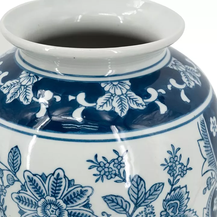 Artekko Melania Διακοσμητικό Βάζο από Πορσελάνη σε Άσπρο με Μπλε (19x19x38)cm