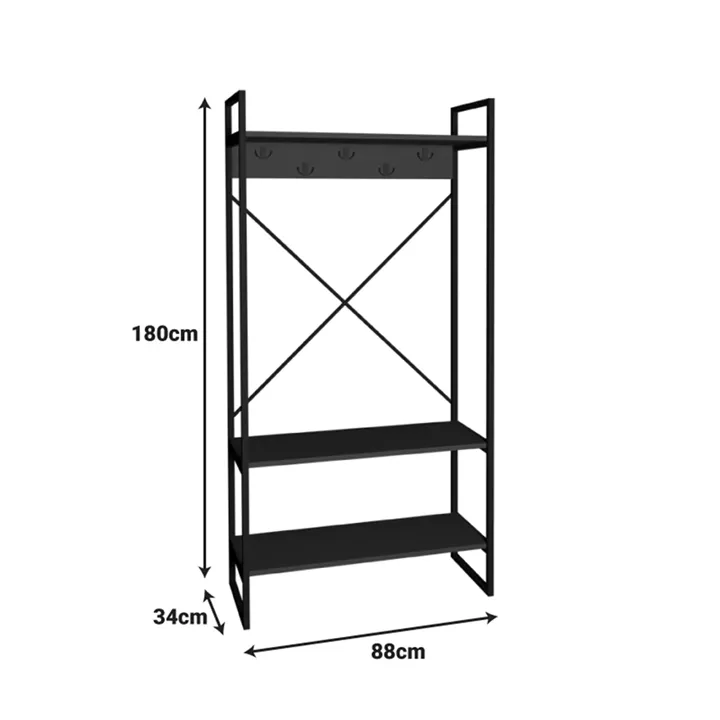Levento pakoworld entance furniture anthracite with black metal frame 88x34x180cm
