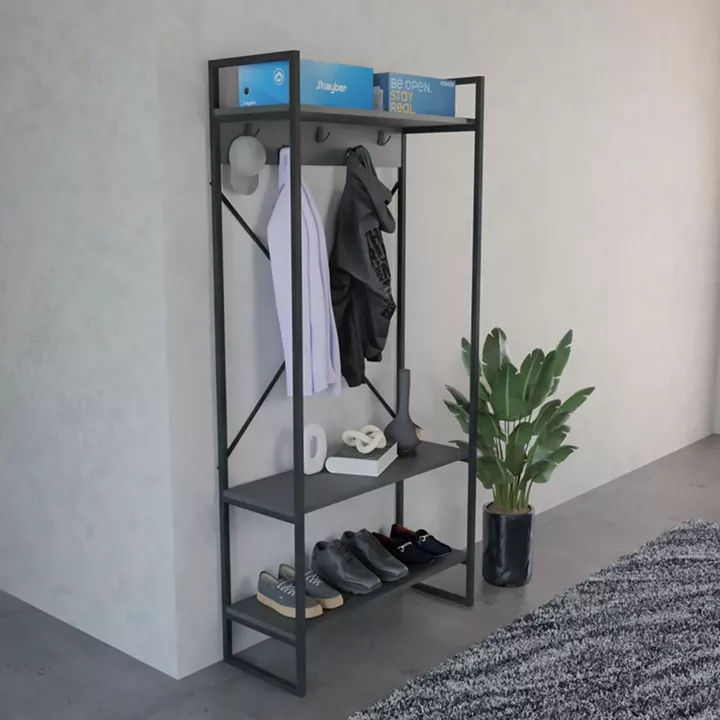 Levento pakoworld entance furniture anthracite with black metal frame 88x34x180cm