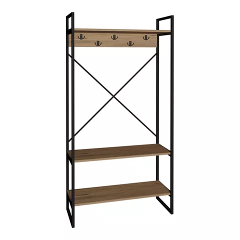 Levento pakoworld entance furniture oak with black metal frame 88x34x180 cm