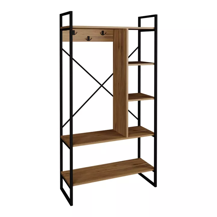 Feranda pakoworld entance furniture with oak shelves and black metal frame 88x34x180cm