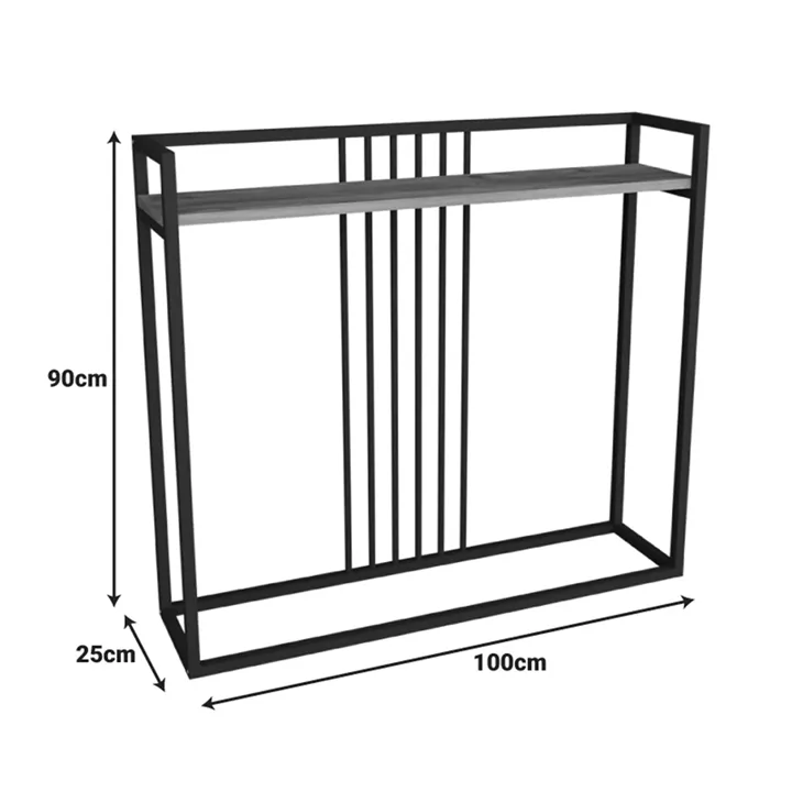 Convida pakoworld console table anthracite with black metal frame 100x25x90cm