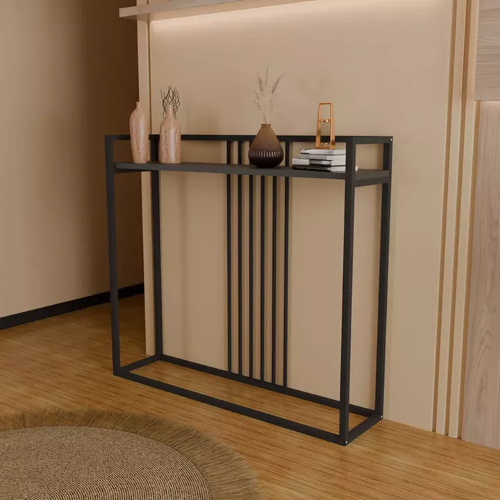 Convida pakoworld console table anthracite with black metal frame 100x25x90cm