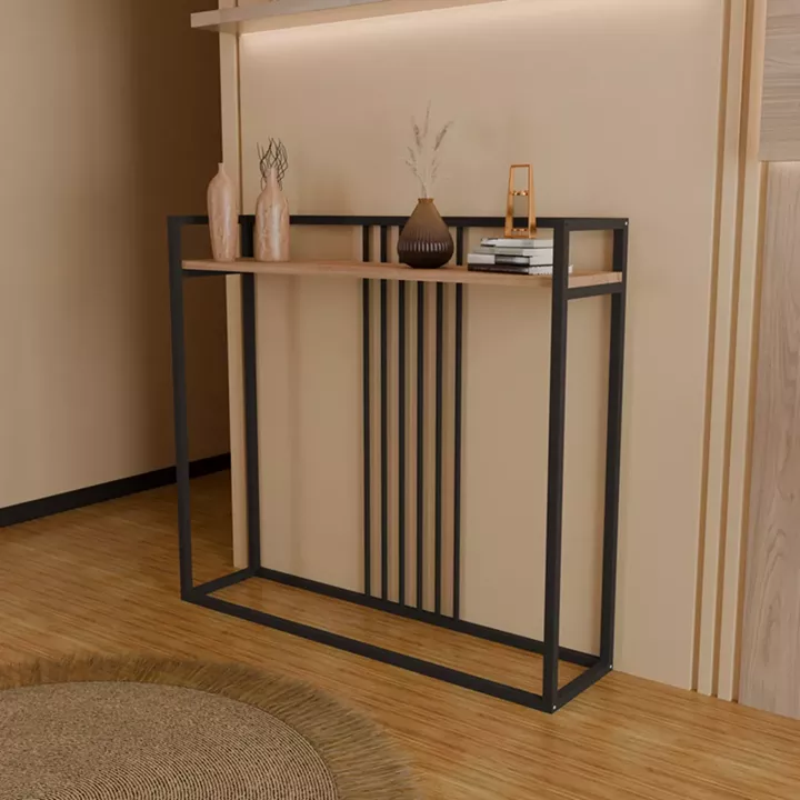 Κονσόλα Convida pakoworld oak με μαύρο μεταλλικό σκελετό 100x25x90εκ
