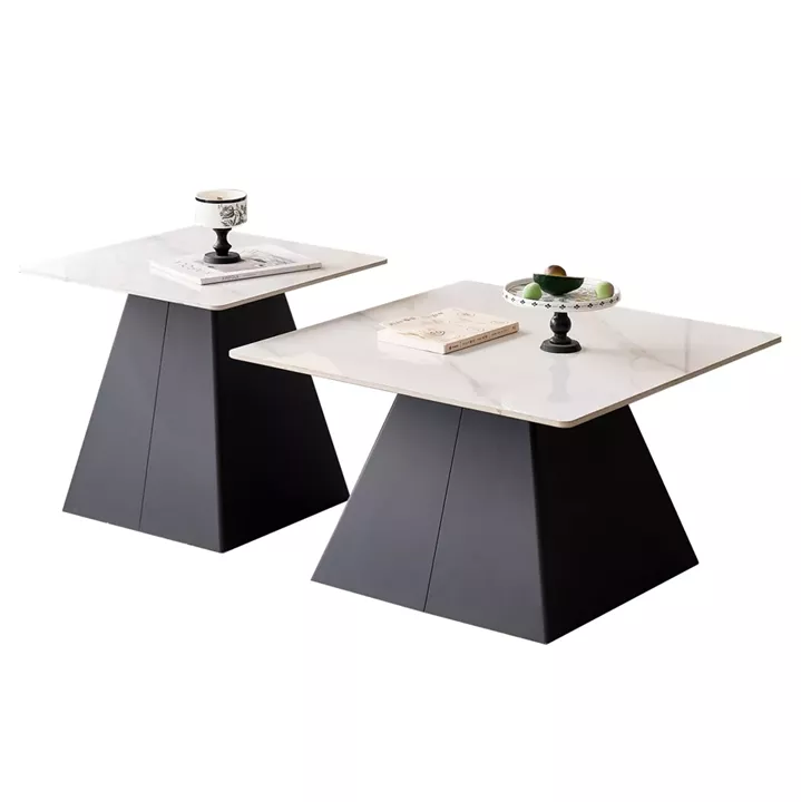 SET 2 COFFEE TABLES QUBER(X) HM18311.02 SINTERED STONE SQUARE--BLACK BASES