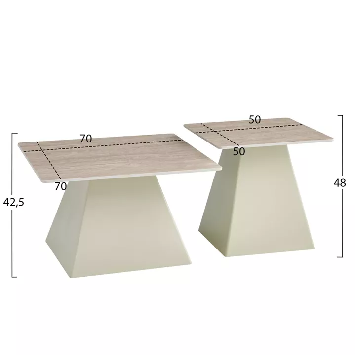 ΣΕΤ 2 ΤΡΑΠΕΖΙΑ ΣΑΛΟΝΙΟΥ QUBER(X) HM18311.04 ΚΕΡΑΜΙΚΑ TOP ΤΕΤΡΑΓΩΝΑ--ΒΑΣΕΙΣ ΣΑΜΠΑΝΙ