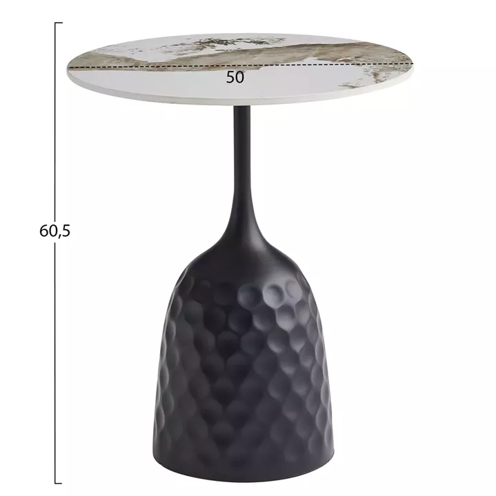 ΤΡΑΠΕΖΙ ΣΑΛΟΝΙΟΥ LONGSTEM HM18317.02 ΒΑΣΗ ΜΑΥΡΗ--SINTERED STONE PANDORA SCHEME Φ50