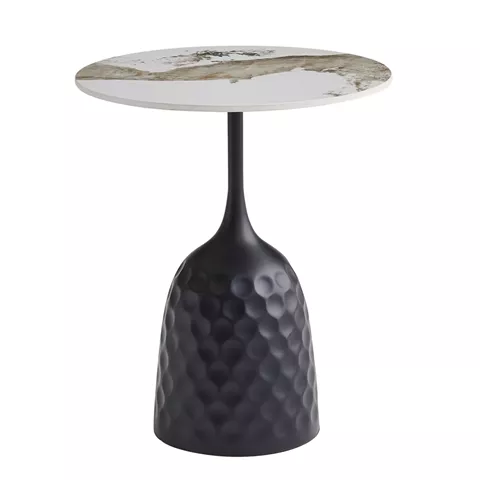 COFFEE TABLE LONGSTEM HM18317.02 BLACK METAL BASE--SINTERED STONE TOP IN PANDORA COLOR Φ50