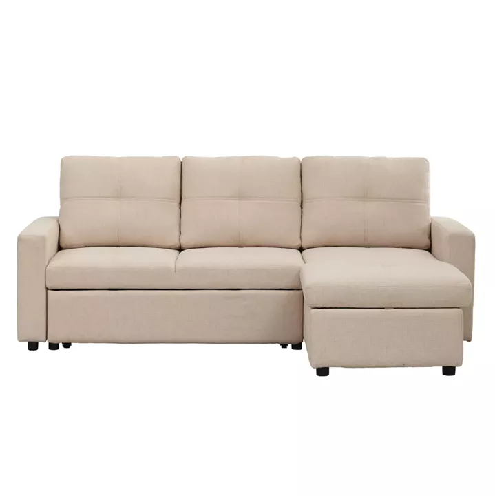 ΓΩΝΙΑΚΟΣ ΚΑΝΑΠΕΣ-ΚΡΕΒΑΤΙ ΑΝΑΣΤΡΕΨΙΜΟΣ SALINO HM3285.03 ΜΠΕΖ ΥΦΑΣΜΑ 213x132x87Yεκ