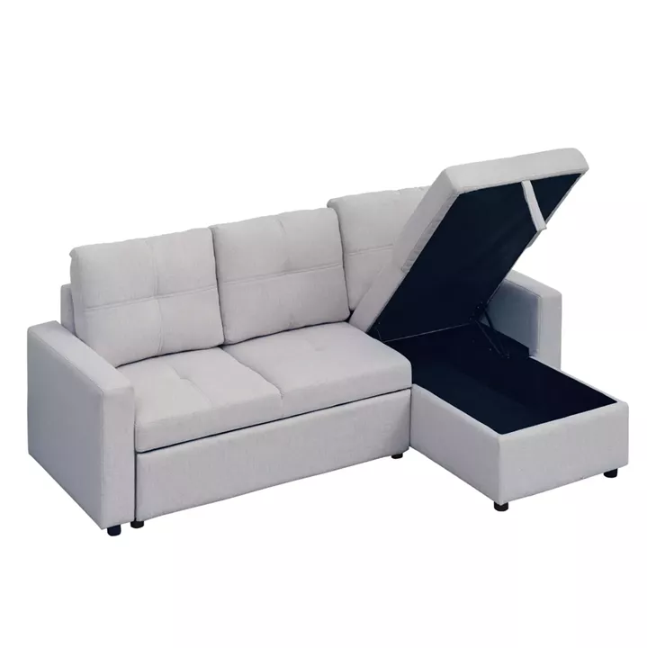 ΓΩΝΙΑΚΟΣ ΚΑΝΑΠΕΣ-ΚΡΕΒΑΤΙ ΑΝΑΣΤΡΕΨΙΜΟΣ SALINO HM3285.01 ΓΚΡΙ ΥΦΑΣΜΑ 213x132x87Yεκ