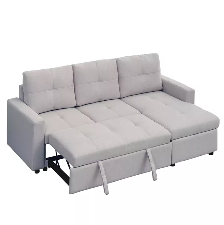 ΓΩΝΙΑΚΟΣ ΚΑΝΑΠΕΣ-ΚΡΕΒΑΤΙ ΑΝΑΣΤΡΕΨΙΜΟΣ SALINO HM3285.01 ΓΚΡΙ ΥΦΑΣΜΑ 213x132x87Yεκ