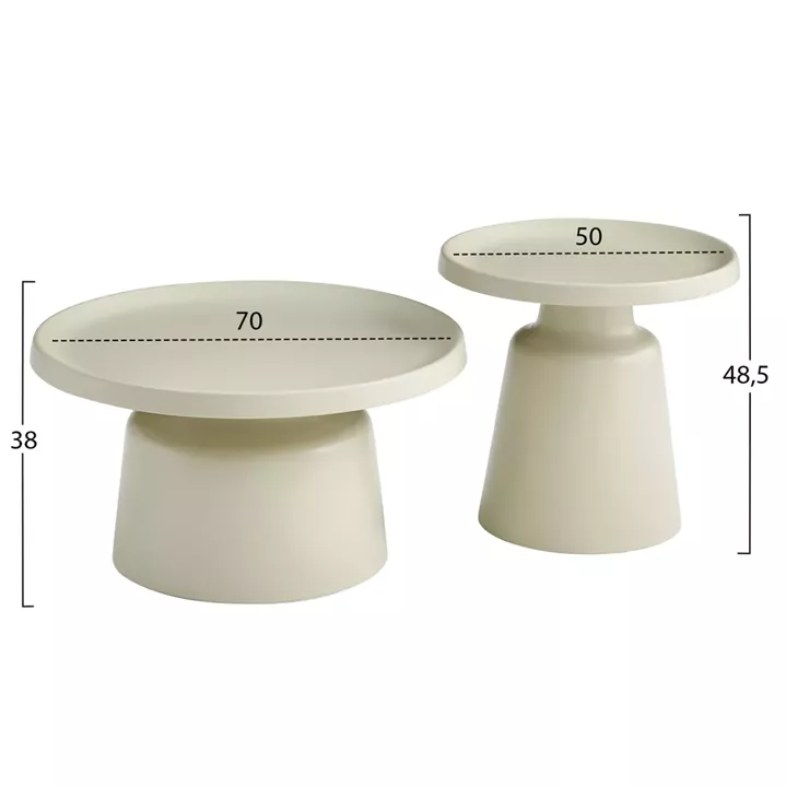 ΣΕΤ 2 ΤΡΑΠΕΖΙΑ ΣΑΛΟΝΙΟΥ RINKON2 HM18304.04 ΜΕΤΑΛΛΟ ΣΕ ΣΑΜΠΑΝΙ Φ50εκ & Φ70εκ