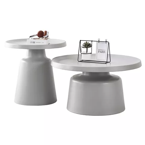 ΣΕΤ 2 ΤΡΑΠΕΖΙΑ ΣΑΛΟΝΙΟΥ RINKON2 HM18304.03 ΜΕΤΑΛΛΟ ΣΕ ΓΚΡΙ Φ50εκ & Φ70εκ