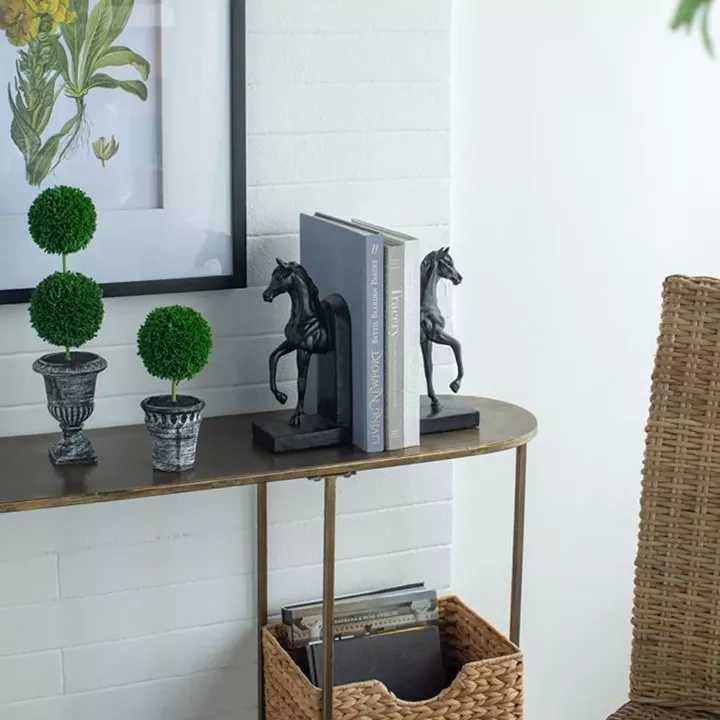 Artekko Bookends Μαύροι Διακοσμητικοί Βιβλιοστάτες Ρητίνης με Άλογα (12.7x10.2x26.7)cm 2pcs