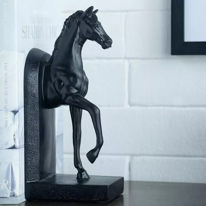 Artekko Bookends Μαύροι Διακοσμητικοί Βιβλιοστάτες Ρητίνης με Άλογα (12.7x10.2x26.7)cm 2pcs