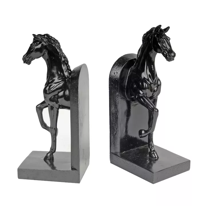 Artekko Bookends Μαύροι Διακοσμητικοί Βιβλιοστάτες Ρητίνης με Άλογα (12.7x10.2x26.7)cm 2pcs