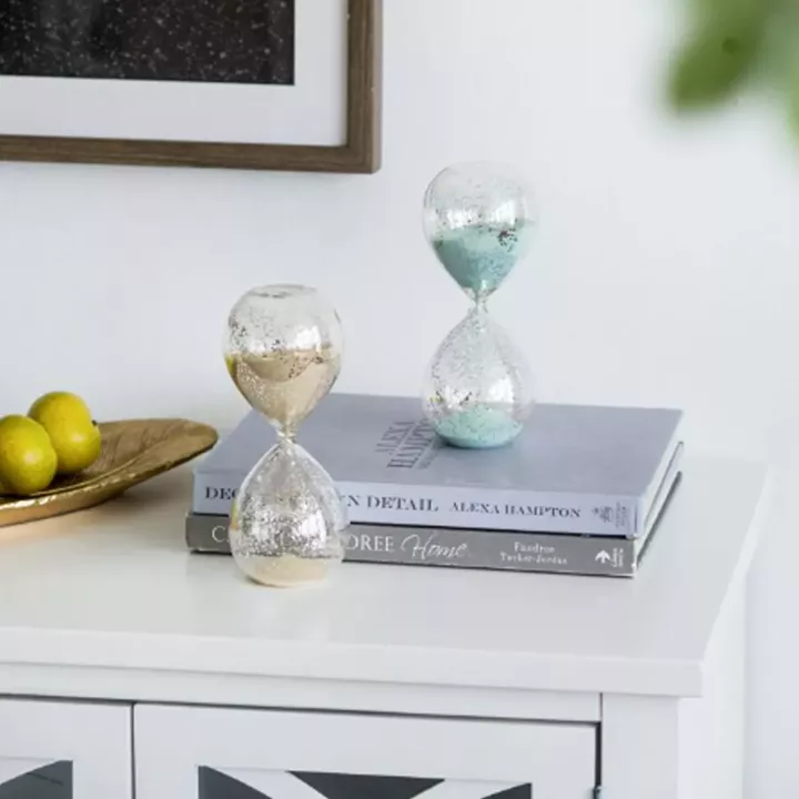Artekko Hourglass Γυάλινη Διακοσμητική Κλεψύδρα με Μπεζ Άμμο (8x8x20.5)cm