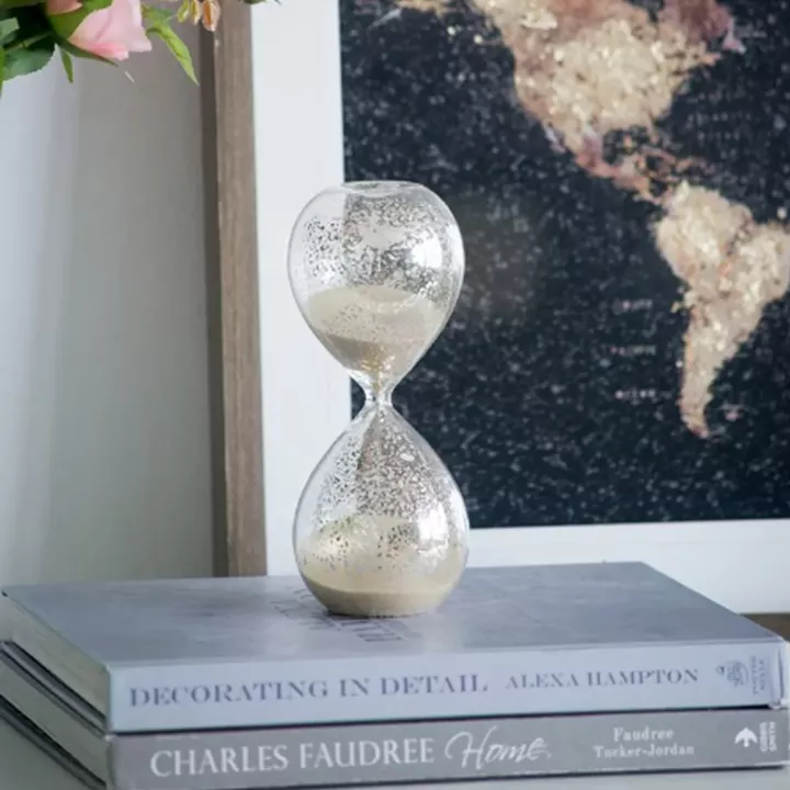 Artekko Hourglass Γυάλινη Διακοσμητική Κλεψύδρα με Μπεζ Άμμο (8x8x20.5)cm