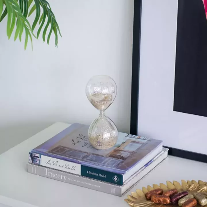 Artekko Hourglass Γυάλινη Διακοσμητική Κλεψύδρα με Μπεζ Άμμο (8x8x20.5)cm