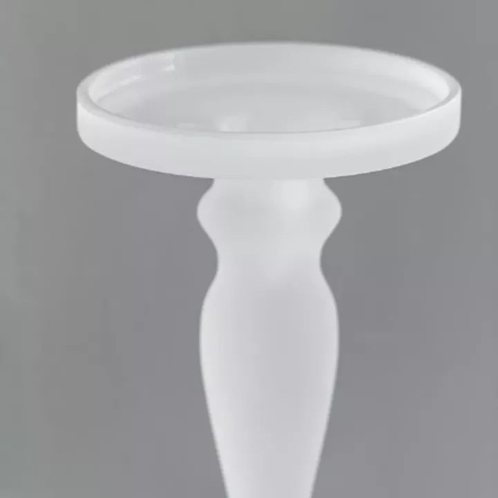 Artekko Frosted Γυάλινο Λευκό Κηροπήγιο (13x13x35.5)cm 2psc