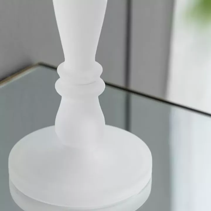 Artekko Frosted Γυάλινο Λευκό Κηροπήγιο (13x13x35.5)cm 2psc