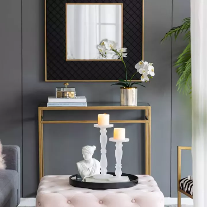 Artekko Frosted Γυάλινο Λευκό Κηροπήγιο (13x13x35.5)cm 2psc