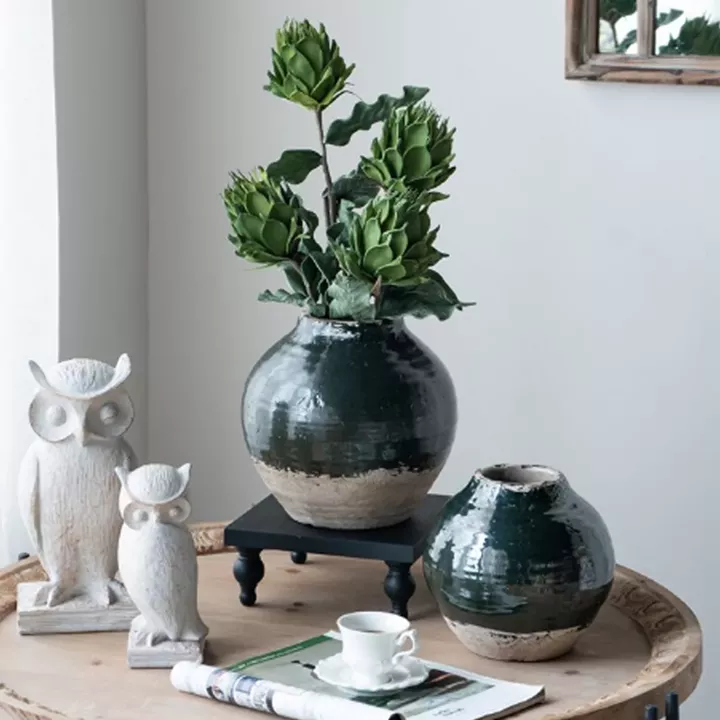 Artekko Owl Διακοσμητική Κουκουβάγια Ρητίνης σε Λευκή Πατίνα (10.5x9.5x20)cm