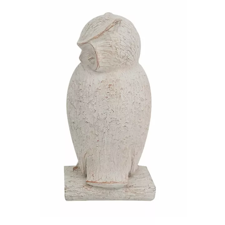 Artekko Owl Διακοσμητική Κουκουβάγια Ρητίνης σε Λευκή Πατίνα (10.5x9.5x20)cm