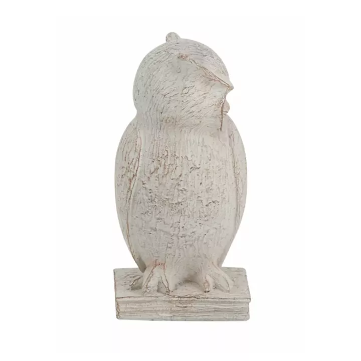 Artekko Owl Διακοσμητική Κουκουβάγια Ρητίνης σε Λευκή Πατίνα (10.5x9.5x20)cm