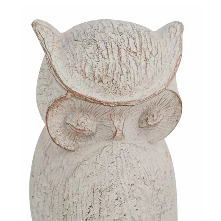 Artekko Owl Διακοσμητική Κουκουβάγια Ρητίνης σε Λευκή Πατίνα (10.5x9.5x20)cm