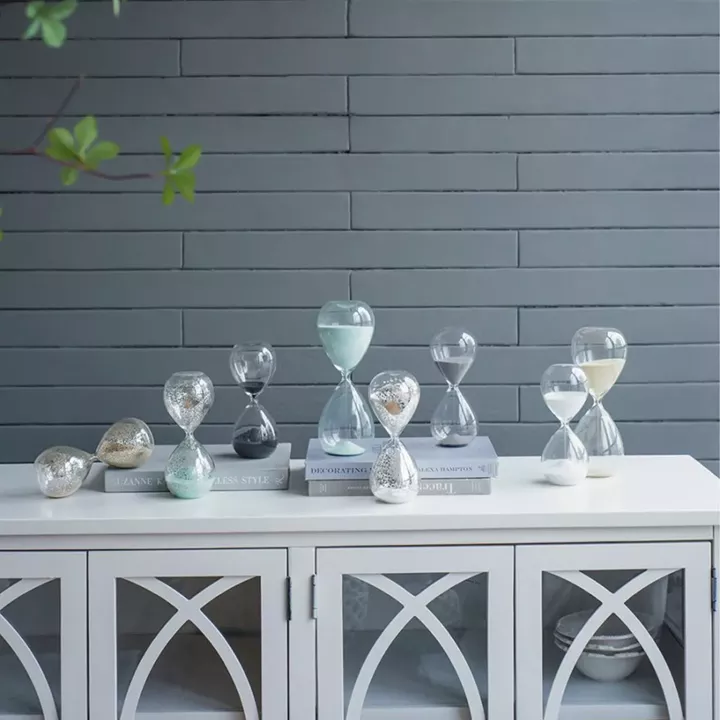 Artekko Hourglass Γυάλινη Διακοσμητική Κλεψύδρα με Γαλάζια Άμμο (9x9x25.5)cm