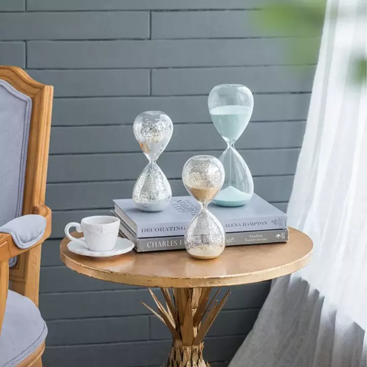 Artekko Hourglass Γυάλινη Διακοσμητική Κλεψύδρα με Γαλάζια Άμμο (9x9x25.5)cm