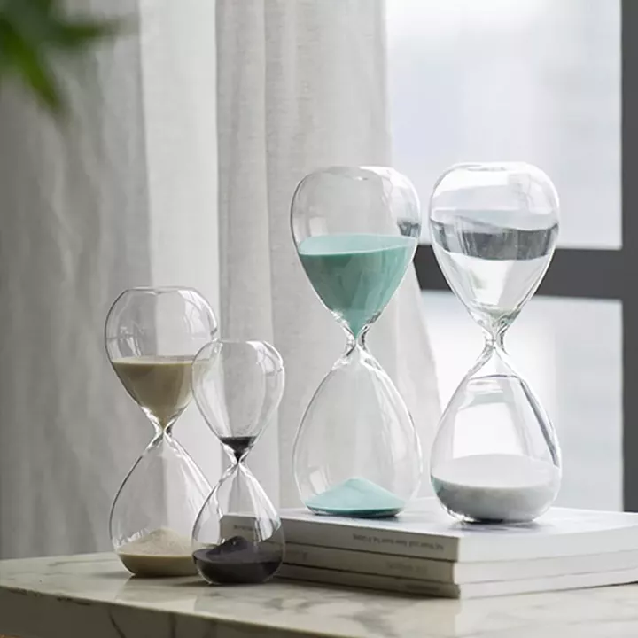 Artekko Hourglass Γυάλινη Διακοσμητική Κλεψύδρα με Γαλάζια Άμμο (9x9x25.5)cm