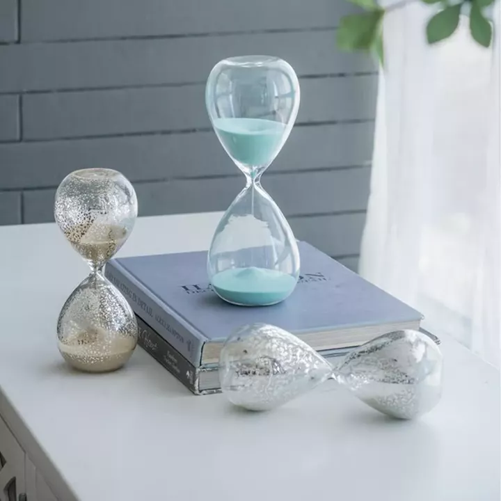 Artekko Hourglass Γυάλινη Διακοσμητική Κλεψύδρα με Γαλάζια Άμμο (9x9x25.5)cm